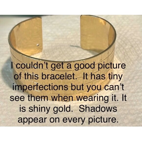 Follow The Yellow Brick Road Gold Tone Brick Design Cuff Bracelet - Picture 11 of 11